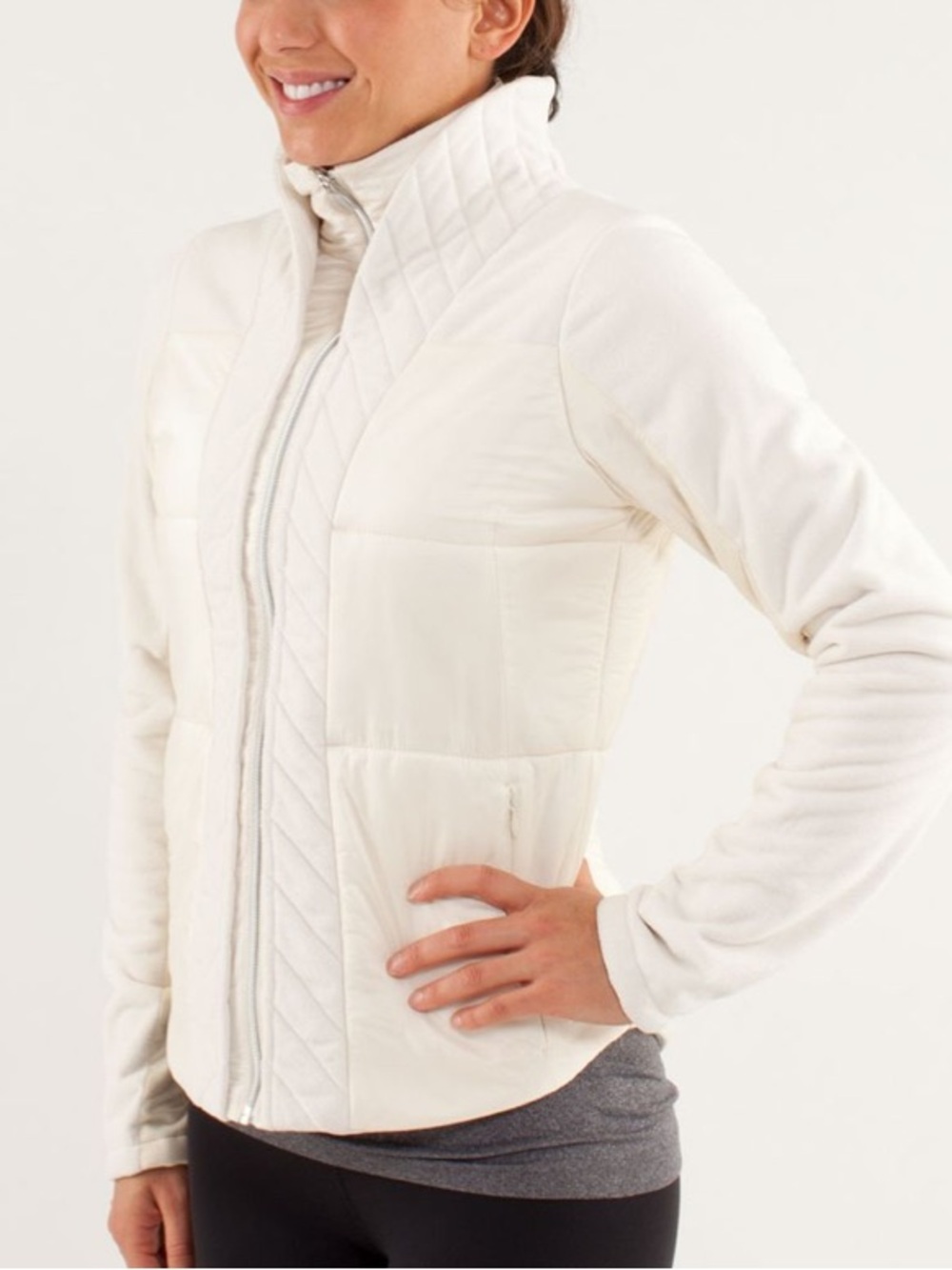 Lululemon St Moritz Jacket in Polar Cream Wond Water Resistant Fleece Sz 6